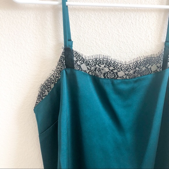 Teal Green Lace Trim Cami Top - Picture 2 of 4